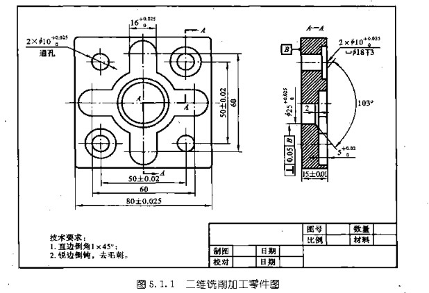 精工銑床二維銑削加工零件圖